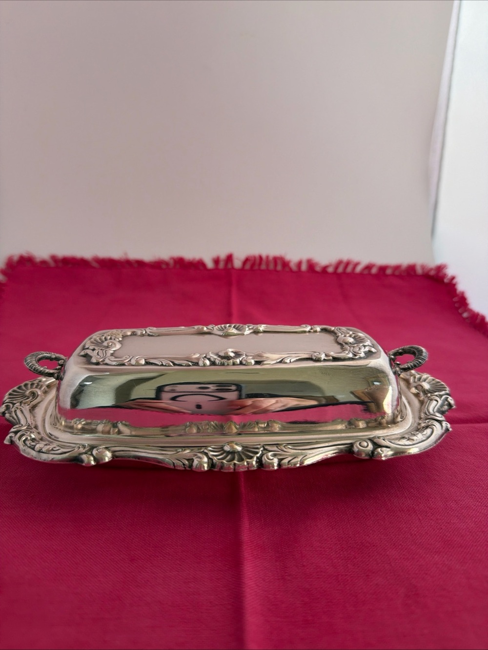 Georgian Styled Silver Plated Butter Dish with glass insert Vintage
